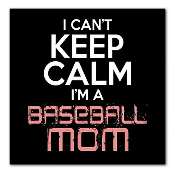 DistinctInk Custom Bumper Sticker - 6" x 6" Decorative Decal - Black Background - Can't Keep Calm I'm a Baseball mom