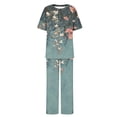 thumbnail image 3 of SnZhen Two Piece Sets for Women Summer Women's Solid Color Casual Short Sleeved Top With Pants And Round Neck Set, 3 of 4