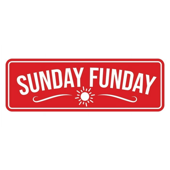 Signs ByLITA Standard Sunday Funday Door or Wall Sign Easy Installation | Durable Construction | Religious Greetings | Sunday School Welcome Signs | Church | Faith Sign (Red) - Large