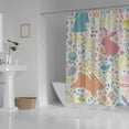 thumbnail image 3 of Coolnut Bath Shower Curtain Liners Rabbits and Wildflowers 66x72in Polyester Waterproof with 12 Curtain Hooks, 3 of 6