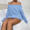 thumbnail image 6 of Oversized Sweatshirt for Women Trendy Off the Shoulder Sweatshirt with Pockets Loose Fit Fall Fashion Clothing Light Blue L, 6 of 6