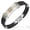 Yellow, variant on Stainless Steel Black Rubber Silicone Two-Tone Greek Key Mens Bracelet
