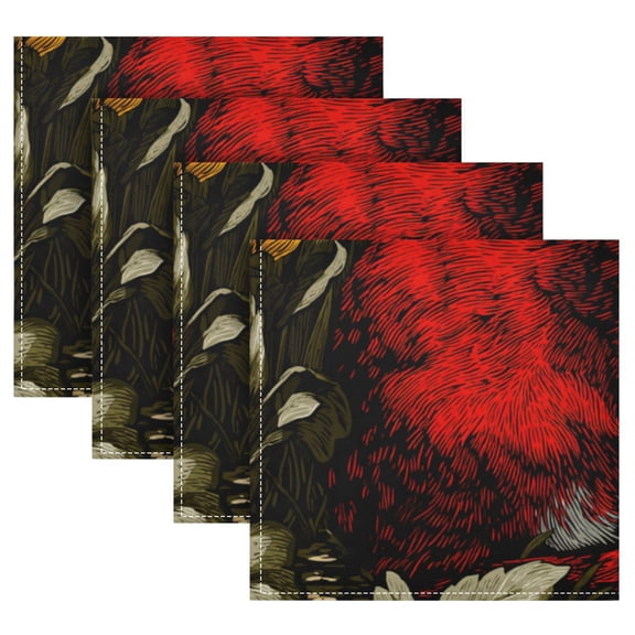 Cloth Napkins Set of4 100% Satin Peachskin Velvet 20x20inx4 Napkins Cloth napkins are washable Soft and Absorbent Red Cat and Sunflowers