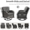 thumbnail image 6 of 3 Piece Patio Furniture Set, 2 Outdoor Swivel Rocking Chairs with Side Table, Thick Cushions Wicker Glider Chairs, All-Weather Gray Rattan Bistro Set for Porch, Deck, Pool (Gray), 6 of 9