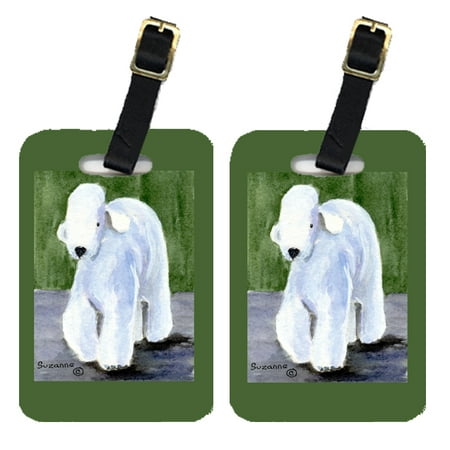 Pair of 2 Bedlington Terrier Luggage Tags