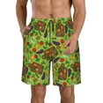 thumbnail image 2 of Uemuo Carrot Eggplant Pattern Men's Swim Trunks Hawaiian Beach Bathing Suit Swimsuits Beach Quick-Dry Shorts with Pockets-Small, 2 of 9