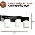 Dorence OilRubbed Bronze 3Light Bathroom Vanity Bar with Modern Glass