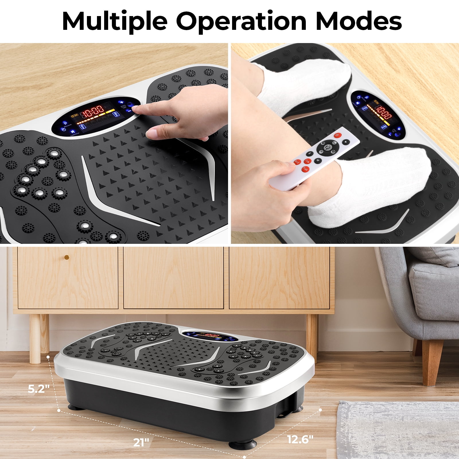 TLSUNNY 3D Vibration Plate Exercise Machine, Full Body Workout Machine with Remote & Resistance Bands for Home Use
