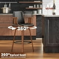 thumbnail image 5 of Swivel Bar Stools, 26" Counter Height Barstools with Wood Legs and Backs, Upholstered PU Leather Bentwood Frame Bar Chairs with Armrest for Kitchen Island, Dining Room, Black, 5 of 9