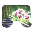 thumbnail image 5 of 71x71'' Green Bamboo Pebble Orchid Shower Curtain or Toilet Rug Mat Pedestal Rug Lid + Toilet Cover + Non-slip Bath Mat for Home Kitchen Decor, 5 of 6