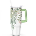thumbnail image 2 of Green Leaves 40 Oz Tumbler with Handle Lid and Straw, Stainless Steel Double Walled Vacuum Insulated Cup, Cute Anniversary Wedding Birthday Gifts Tumbler for Women Men Friends Outdoor Indoor, 2 of 7