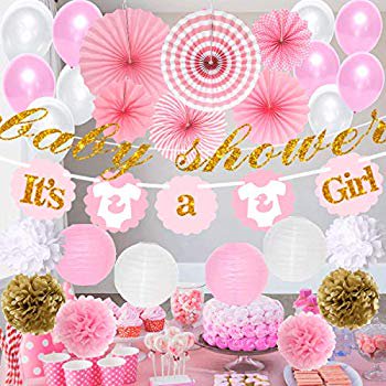 Behandling Og så videre Bemyndigelse Baby Shower Decorations for Girl - It's A Girl | Banner Theme | Pink White  & Glitter Gold | Decor Tissue Paper Fans Flower Pom Poms Party Supplies  Tablecloth Favors Balloons - Walmart.com