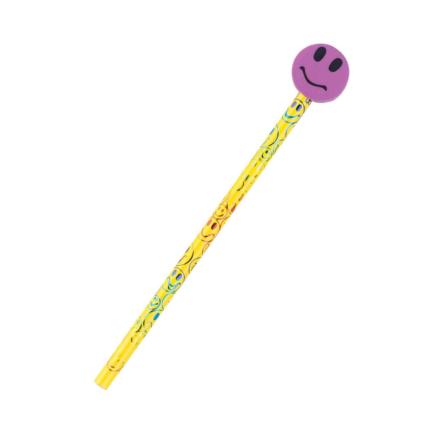 Moon Products Pencil & Eraser Topper Write-Ons, Smiley Face, Pack of 36
