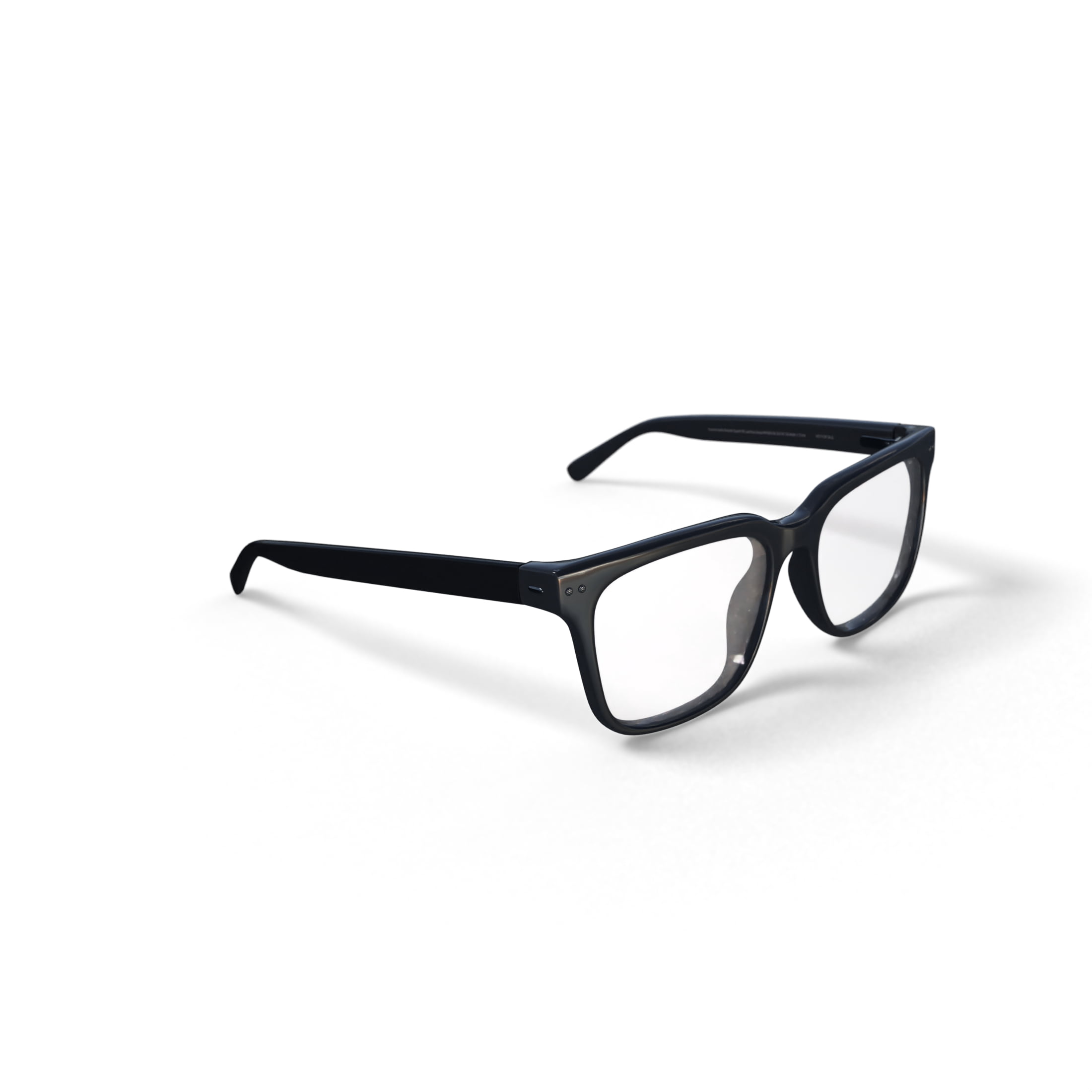 Nuance Audio Unisex Size 54 Prescription Hearing Square Smart Glasses with Charging Case, Shiny Black/Demo Lens
