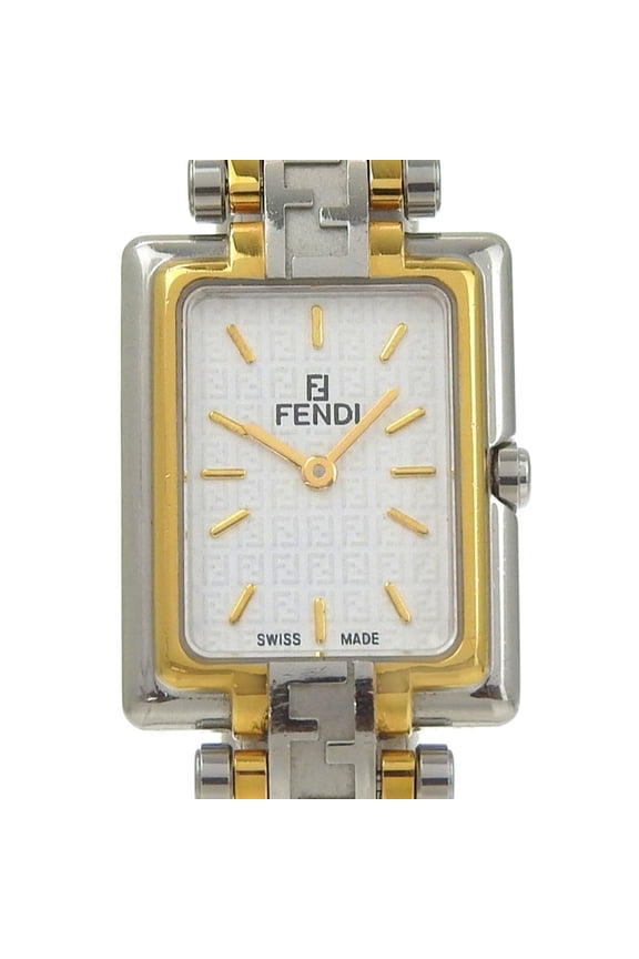 Pre-Owned Fendi Zucca Women's Watch, 720L Stainless Steel, Quartz, Analog, White Dial.