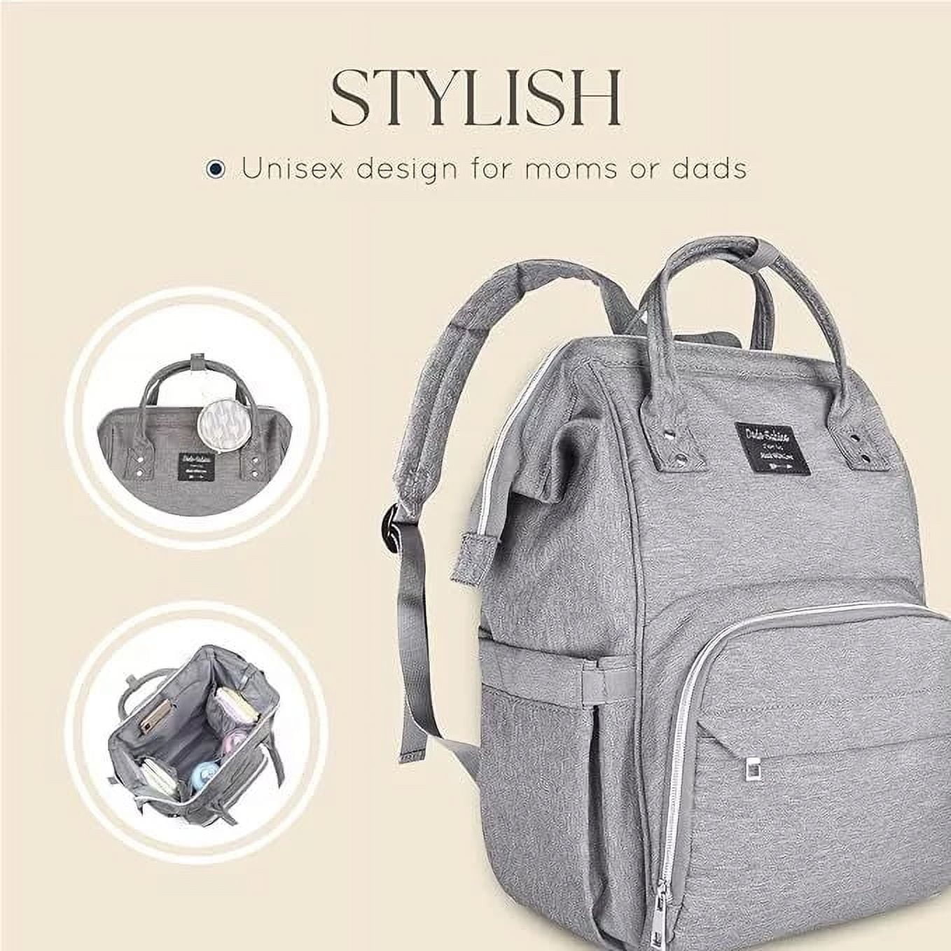 Dodo Babies Backpack Style Baby Diaper Bag + Accessories in Grey for Moms/Dads