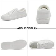 Yolanda Zula Woman Fashion Pure White Sneakers Casual Lace up Flat Shoes Low Top for Female