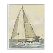 Stupell Industries Detailed Sailboat View Transportation Painting White Framed Art Print Wall Art, 16 x 20