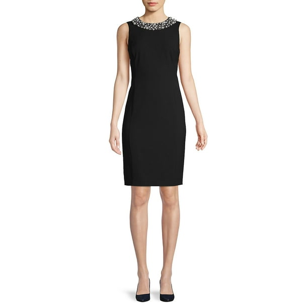 CALVIN KLEIN Womens Black Sleeveless Short Sheath Cocktail Dress