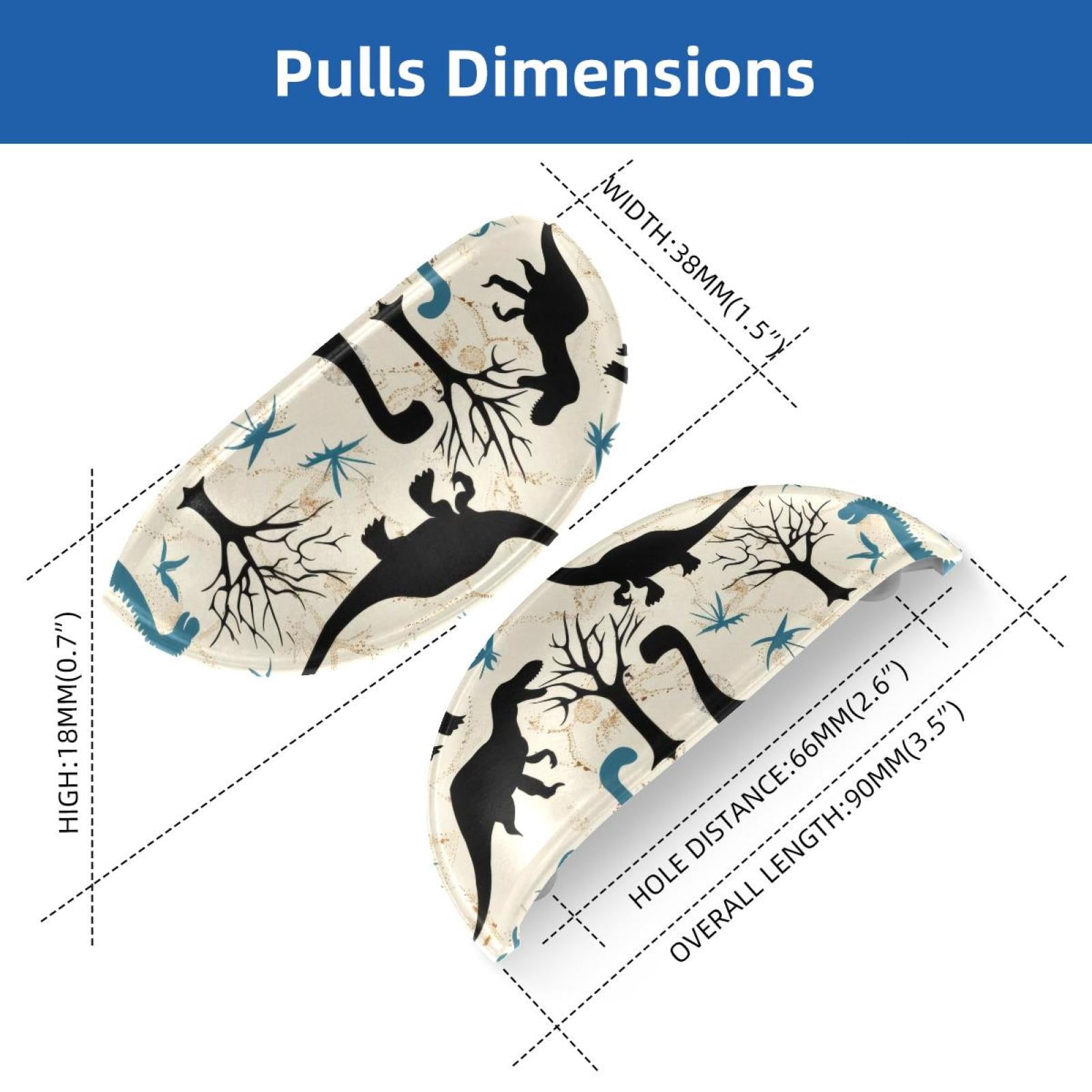 PhooArto 6 Pcs Cup Drawer Pulls, Dinosaurs Tree Silhouettes Pattern Shell Shape Handles Cabinet Knobs for Dresser Cupboard Closet Wardrobe with Screws