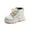 Beige, variant on REDARER Girls Ankle Boots British Style Knit Collar Glossy Leather Side Zipper Martin Boots Easy Wear,Size:5-5.5 Years