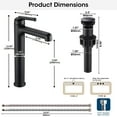 thumbnail image 2 of Wowkk Matte Black Bathroom Faucets 9.84" High Spout Tall Basin Faucet, Single Handle Bathroom Sink Faucet with Pop Up Drain and Faucet Supply Lines, 2 of 9