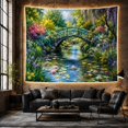 thumbnail image 6 of Garden Bridge Over a Flowering Lily Pond, Peaceful Cottagecore Style for Garden Lovers, Floral Wall Art, Mother's Day Gift, Tapestry Wall Hanging for Bedroom and Living Room, 6 of 7
