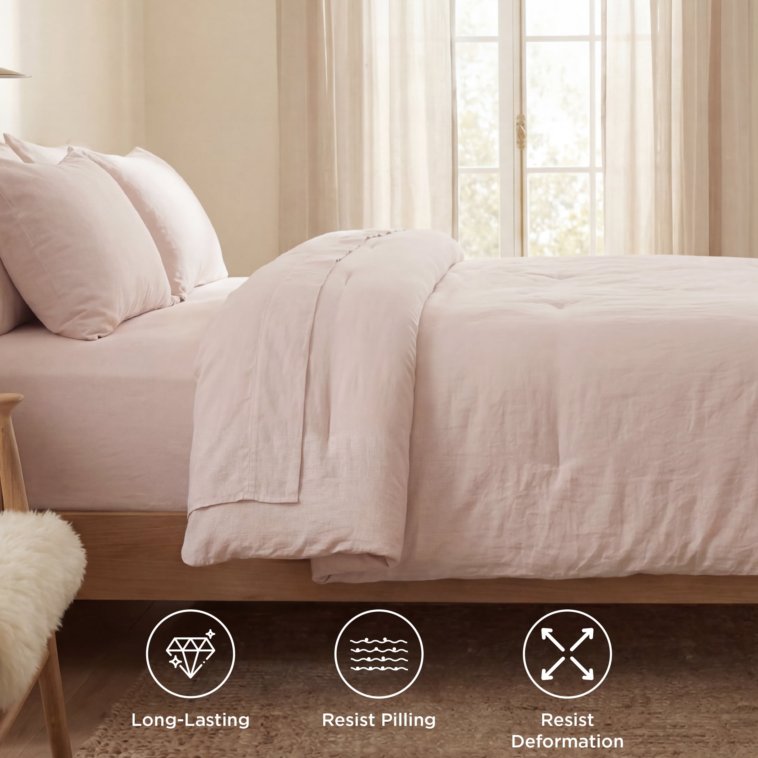 U by Bedsure 2 Pieces Twin Comforter Bedding Set, Pink Comforter Set for All Seasons, 1 Lightweight Prewashed Twin XL Comforter and 1 Pillowcases, Rose Dust