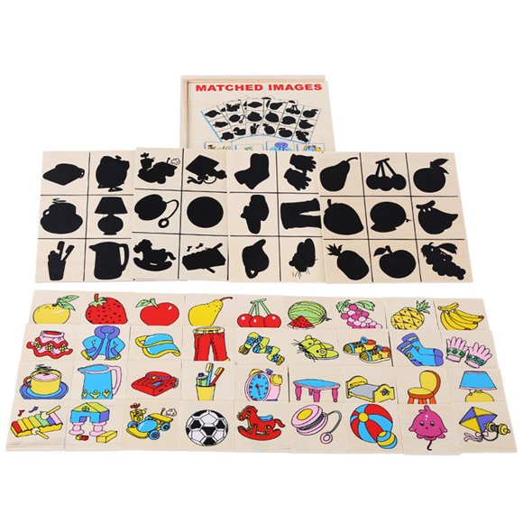 Dvkptbk Montessori Teaching Lighting Looking Wooden Shadow Toy Matching Box