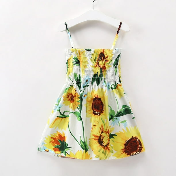 Mistaha Halter Sunflower Dress For Girls Baby Girl Floral Summer Dress Elastic Strap Print Beach Dresses Casual For Toddlers Kids Children 2 7 Years O