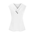 thumbnail image 4 of Tank Tops for Women Summer T Shirt Button Up Tunic Shirts V Neck Sleeveless Blouse Loose Vest Tops Regular-Fit Comfortable Basic Tee Top Casual Blouse Going Out Elegant Tops, 4 of 6