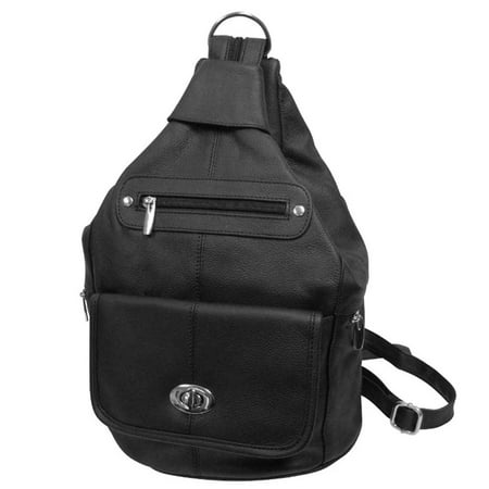 Women's Cowhide Leather Backpack Convertible Sling One Shoulder Large Bag Secure Entry 7 Pocket