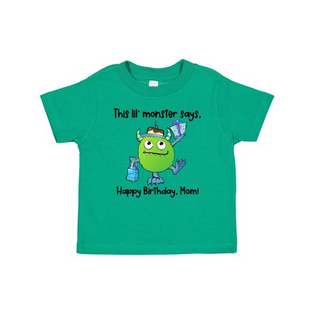 

Inktastic This Lil Monster Says Happy Birthday Mom Boys or Girls Baby T-Shirt