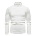 thumbnail image 4 of Men's Sweaters Ribbed Slim Fit Knitted Pullover Autumn Winter Turtleneck Solid Color Sweater Men White 4XL, 4 of 6