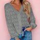 thumbnail image 1 of Suéter de ganchillo calado con cuello en V cárdigan básico para mujer traje diario de estilo informal, 1 of 6