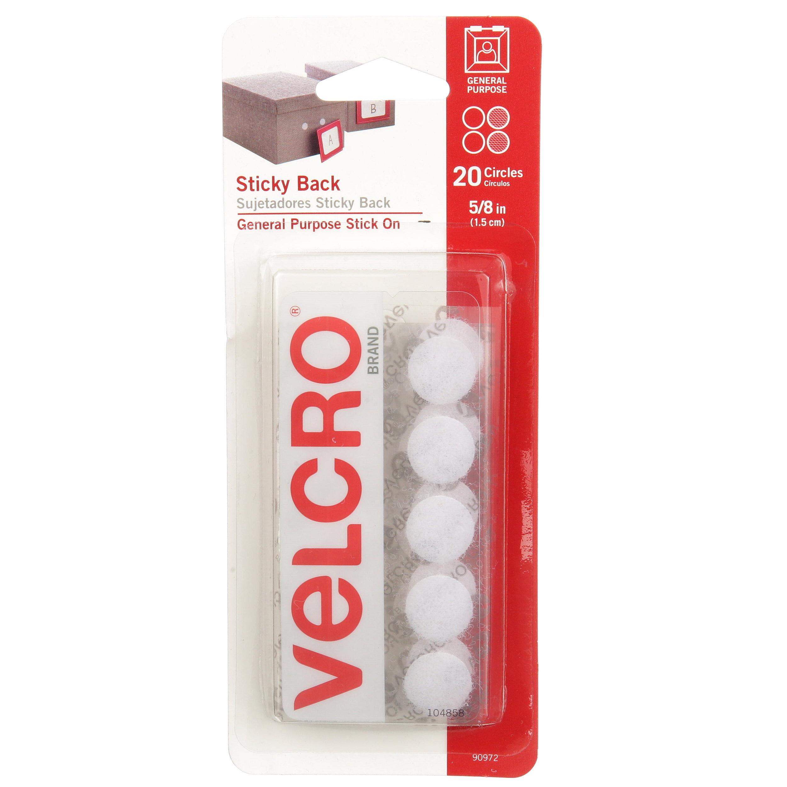 VELCRO Brand Dots with Adhesive | Sticky Back Round Hook and Loop Closures for Organizing, Arts and Crafts, School Projects, 5/8in Circles White 20 ct