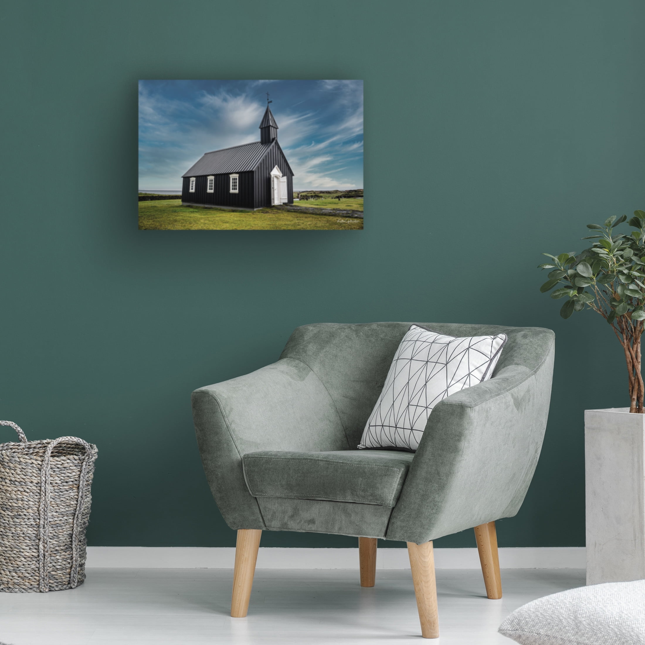 Trademark Fine Art Kristvin Gudmundsson Black Church In Iceland Canvas Wall Art