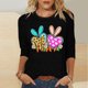 thumbnail image 2 of Camisetas Casuales de las Mujeres Impresas 3/4 Manga Cuello Redondo Blusa, Moda Ligera Superior para el Hogar Y el Uso Diario, Cómoda Imitación de la Tela Del Estante, 2 of 7
