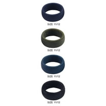 Solutions Adult Male 4pc Blue Army Green Black Silicone Ring Set - Size 11/12