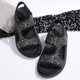thumbnail image 5 of Zapatos Planos Negros de Moda Ropa Externa Portátil Versátil Color Sólido Lentejuelas Pie Redondo Brillante Brillante Sandalias Planas para Mujeres, 5 of 9