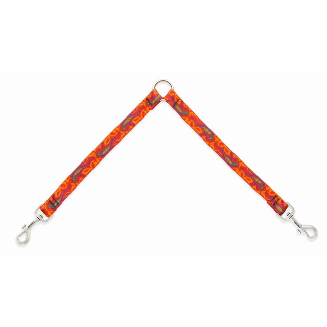Coupler for Walking Two Medium or Larger Dogs Together, 3/4" Wide Go Go Gecko Design by Lupine, 24" Long