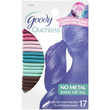 Goody Ouchless Cream Cupcake Elastics, 17 Pack