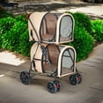 thumbnail image 2 of Demi Bonn 41" Double Pet Stroller 4 Wheels Dog Cat Stroller, Carrier Jogger Travel Foldable Puppy Stroller with Detachable Carriers and Travel Carriage, Beige, 2 of 7