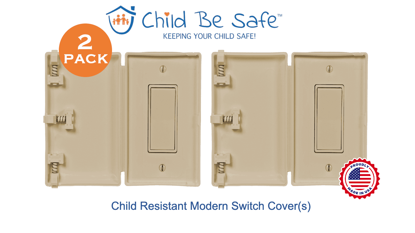Child Be Safe Infant and Pet Proof Rocker Switch and Outlet Cover Box, Ivory, 2 Piece