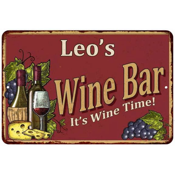 Leo's Red Wine Bar Sign 8 x 12 High Gloss Metal 208120054373