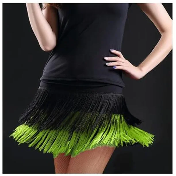 Vestido de baile latino para mujer, falda con doble borla, flecos para actuaciones en escenario, Tango, salón de baile, Chacha, 2024