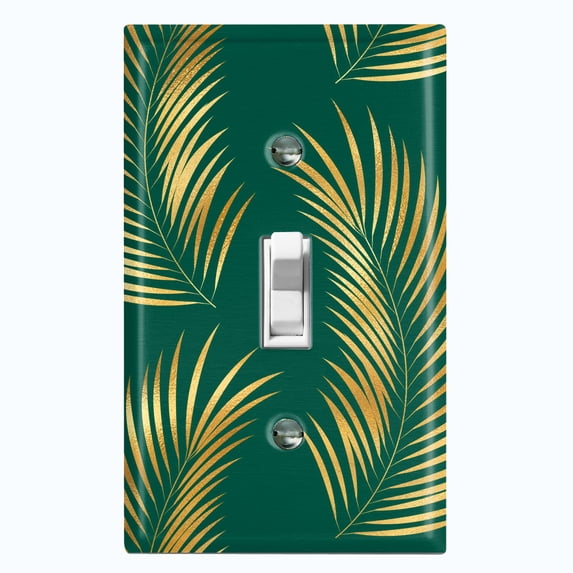 Metal Light Switch Plate Cover Tropical Jungle Palm Leaves Yellow Green JGL009