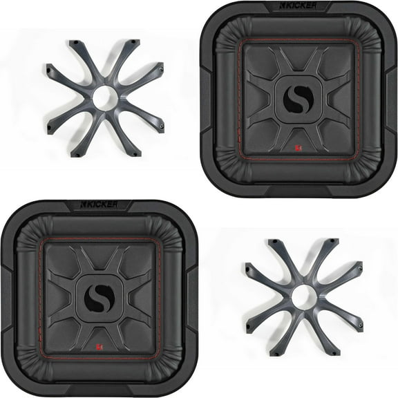 Kicker (2) 46L7T84 L7T L7-Thin 8-Inch (20cm) Subwoofer, Dual Voice Coil, 4-Ohm, 350 Watt w/ Cast Aluminum Grill Bundle