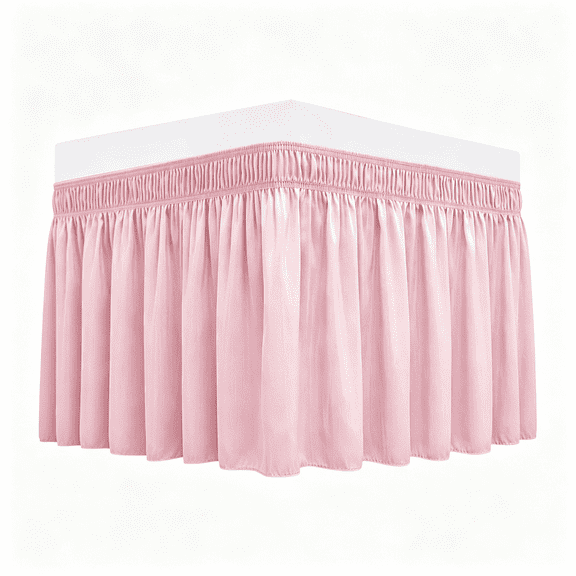 ARLAJO Wrap Around Bed Skirts for Queen Beds 15" Drop,Pink Adjustable Elastic Dust Ruffles Easy Fit Wrinkle & Fade Resistant Silky Luxurious Fabric Machine Washable