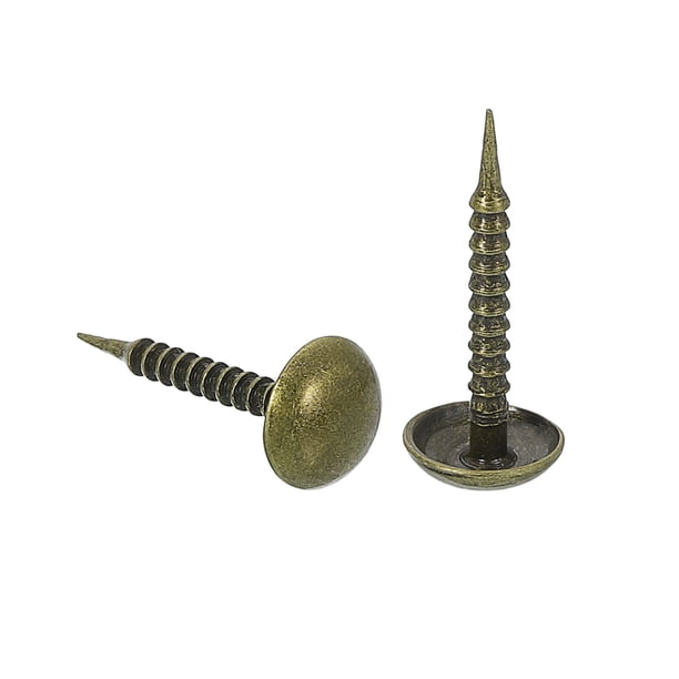 Uxcell 50 Pack Clavos de Tapicería, 8x20mm Clavos de Tapicería, Clavos Decorativos de Cabeza Redonda, Bronce